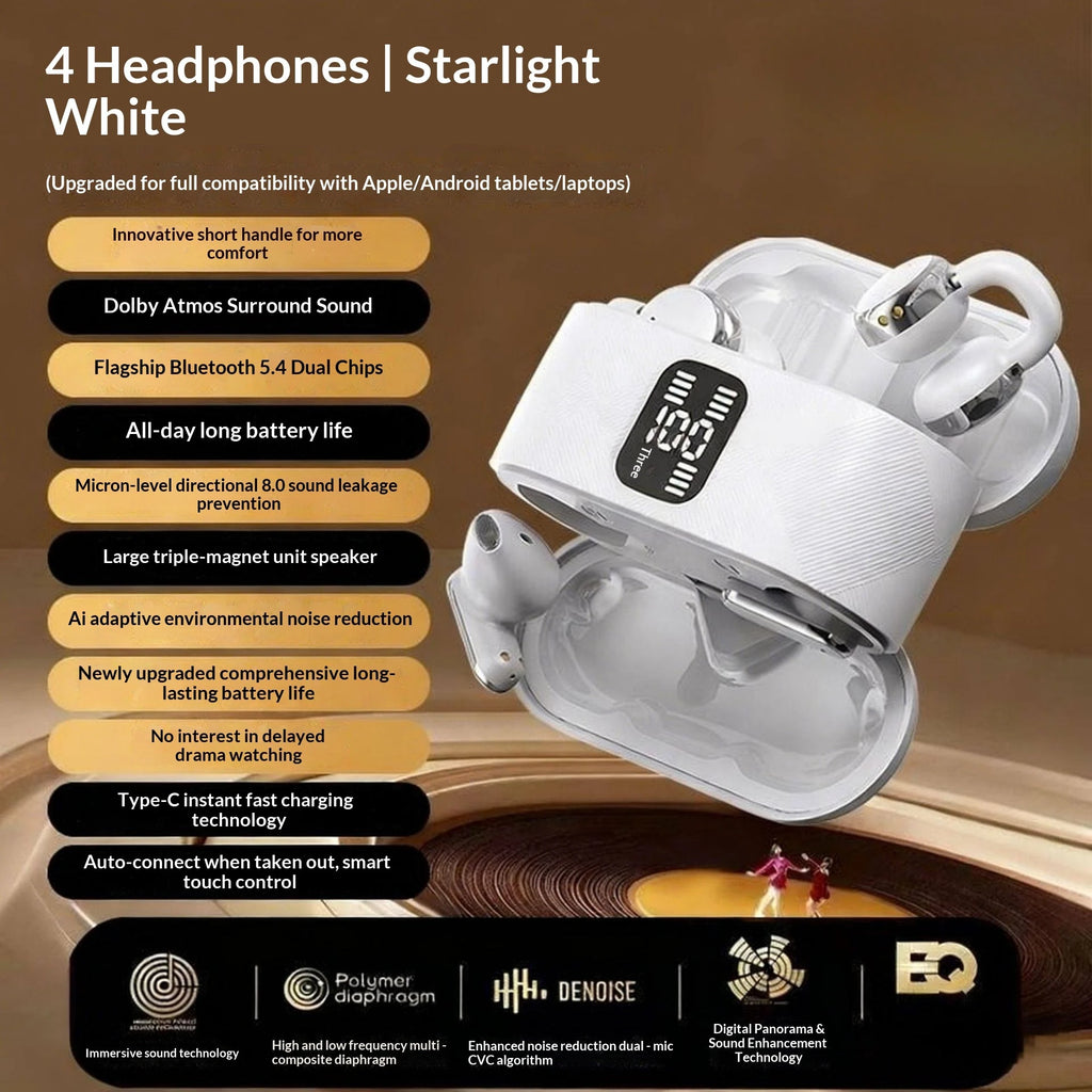 New Q16 In-Ear 2-in-1 Couple Earphones LED Power Display Noise Reduction Long Endurance Fashion Ear-Clip  Headsets For Game