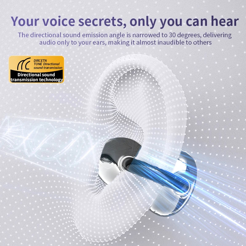 Q108 AI translation Ear Clip Wireless Earphones Bluetooth 6.1 Open-Ear Headphones Clip-On Sports Earbuds IPX5 Waterproof AI-Bass