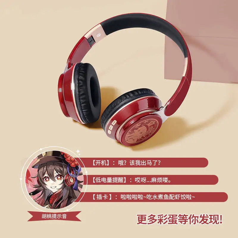 Anime Over-Ear Bluetooth Wireless Headphones Alhaitham Xiao Umbrella-Handle Wanderer Venti Notification Sound Headphones