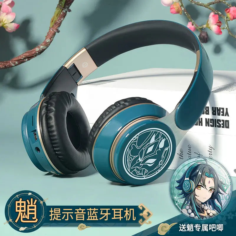Anime Over-Ear Bluetooth Wireless Headphones Alhaitham Xiao Umbrella-Handle Wanderer Venti Notification Sound Headphones