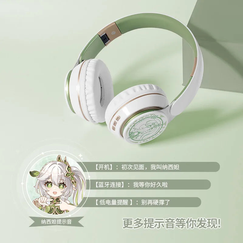 Anime Over-Ear Bluetooth Wireless Headphones Alhaitham Xiao Umbrella-Handle Wanderer Venti Notification Sound Headphones