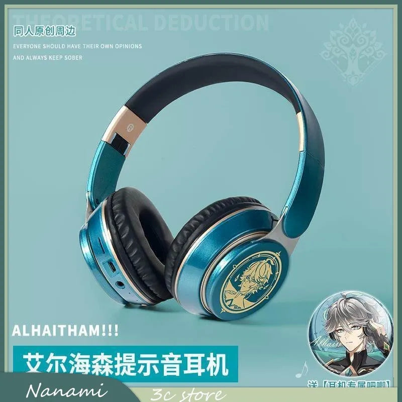 Anime Over-Ear Bluetooth Wireless Headphones Alhaitham Xiao Umbrella-Handle Wanderer Venti Notification Sound Headphones