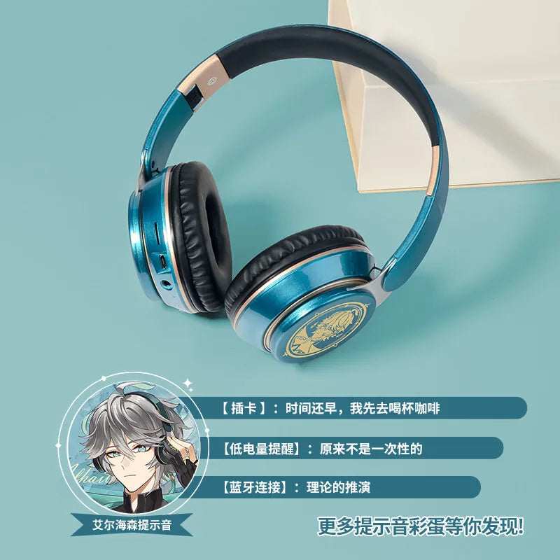 Anime Over-Ear Bluetooth Wireless Headphones Alhaitham Xiao Umbrella-Handle Wanderer Venti Notification Sound Headphones