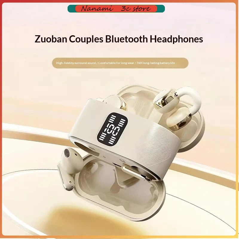 New Q16 In-Ear 2-in-1 Couple Earphones LED Power Display Noise Reduction Long Endurance Fashion Ear-Clip  Headsets For Game