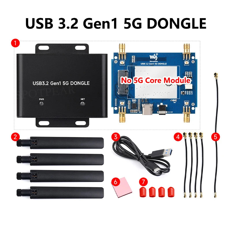 Waveshare USB TO M.2 Key B 5G DONGLE For SIM8202/SIM8262/RM520/RM530