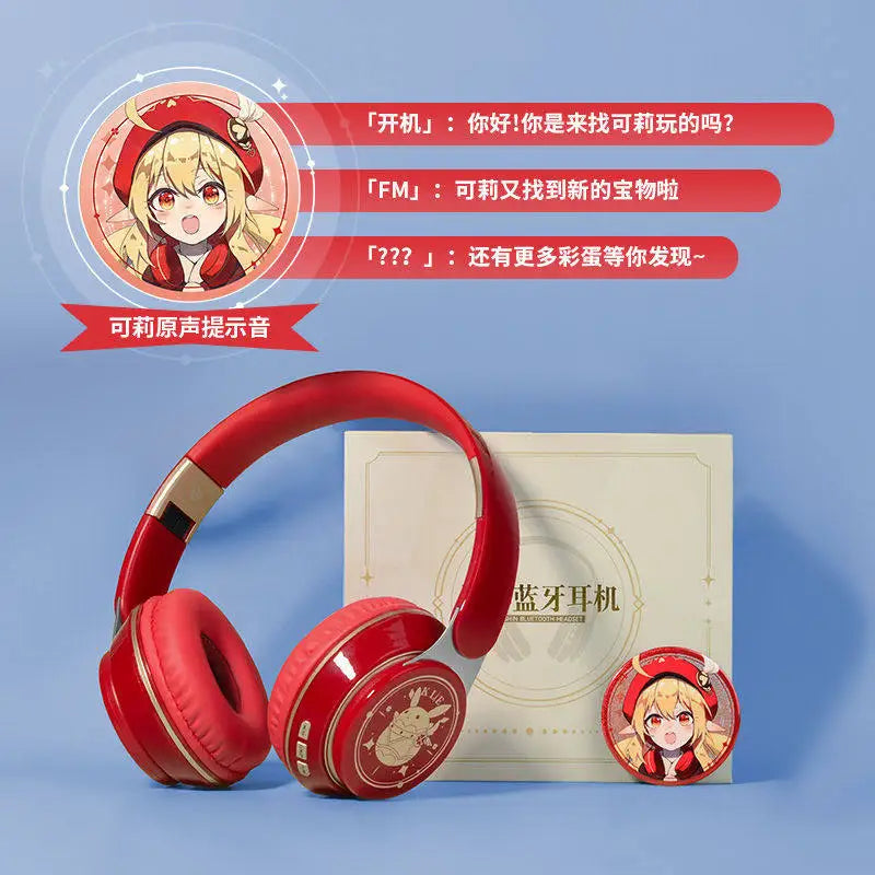 Anime Over-Ear Bluetooth Wireless Headphones Alhaitham Xiao Umbrella-Handle Wanderer Venti Notification Sound Headphones