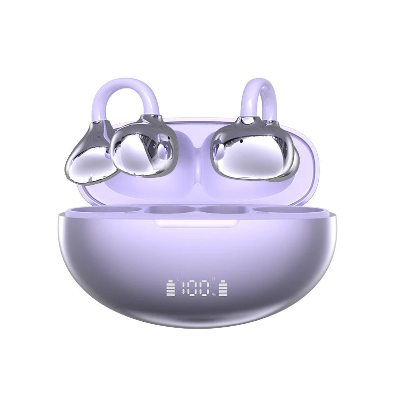 Q108 AI translation Ear Clip Wireless Earphones Bluetooth 6.1 Open-Ear Headphones Clip-On Sports Earbuds IPX5 Waterproof AI-Bass