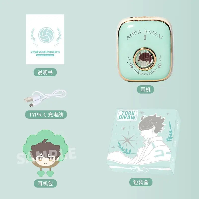 Oikawa Tooru Haikyuu  Wireless Headphone Anime Gift Cute HIFI Bluetooth5.3 Headset Cosplay Active Noise Cancellation Earbud