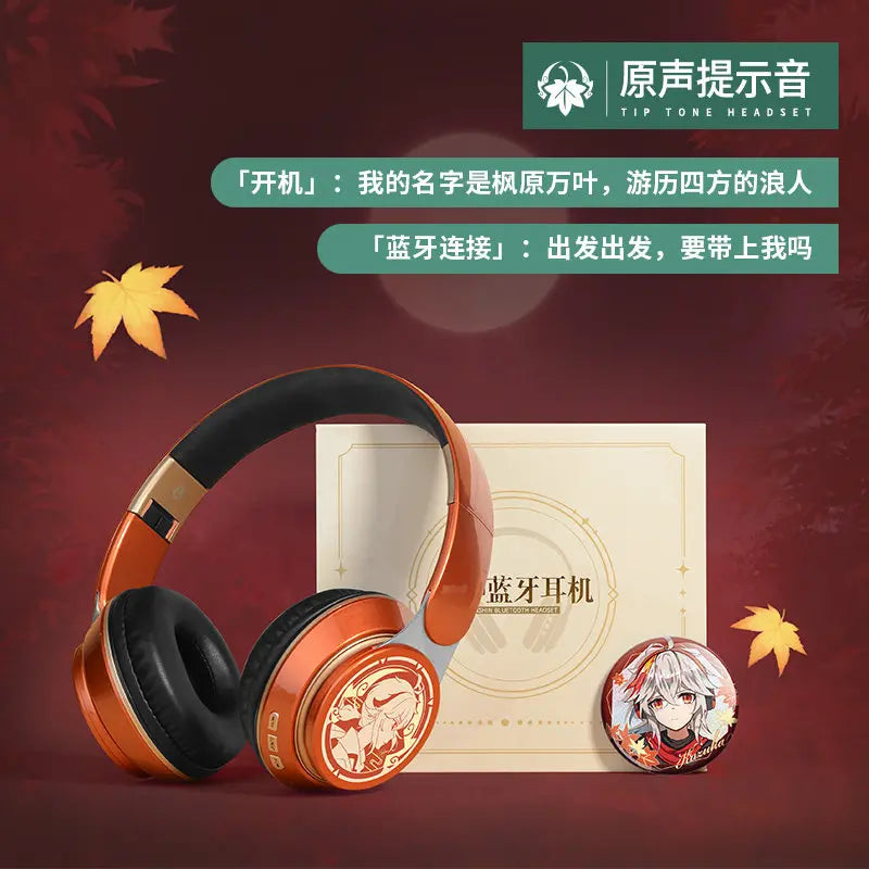 Anime Over-Ear Bluetooth Wireless Headphones Alhaitham Xiao Umbrella-Handle Wanderer Venti Notification Sound Headphones